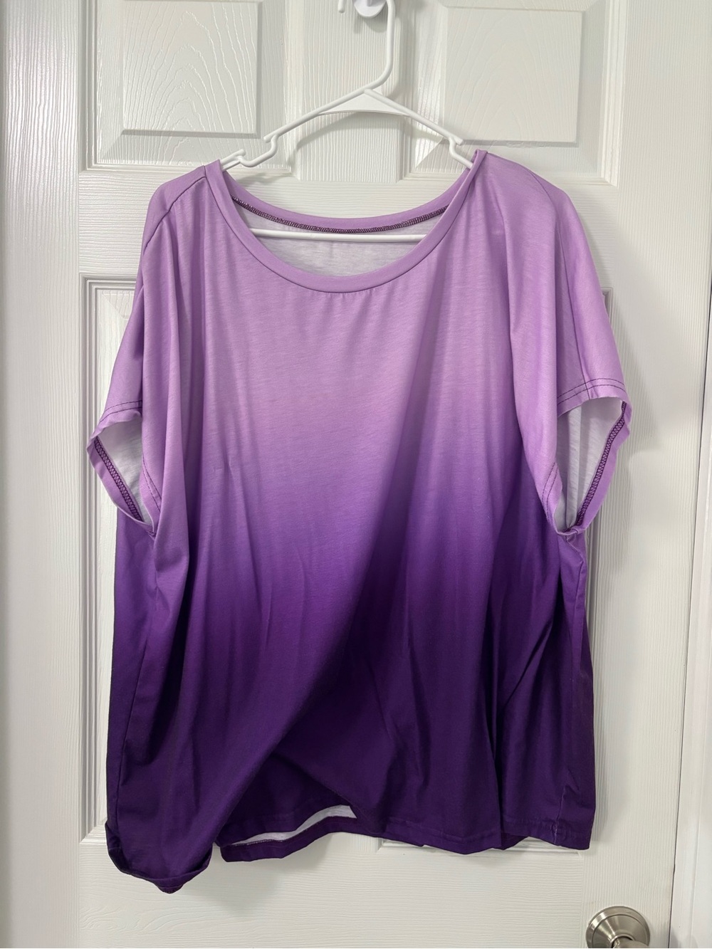 SHEIN Lavender to Deep Purple Ombre Short Sleeve Tee